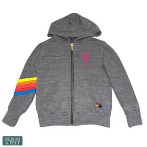 Aviator Nation Kids Bolt Stitch Chevron 5 Full Zip Hoodie Gray Size 6